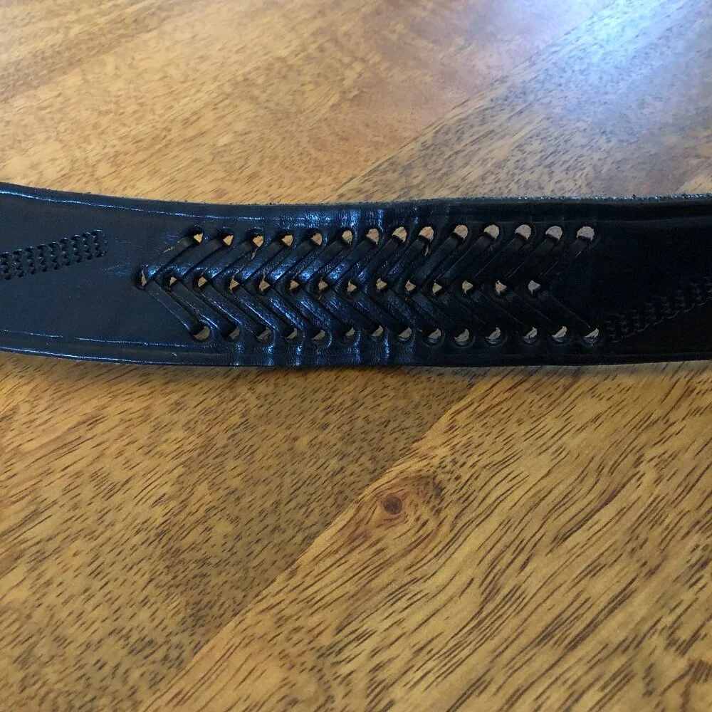 Vintage Black Leather Belt from Mexico, 38 inches